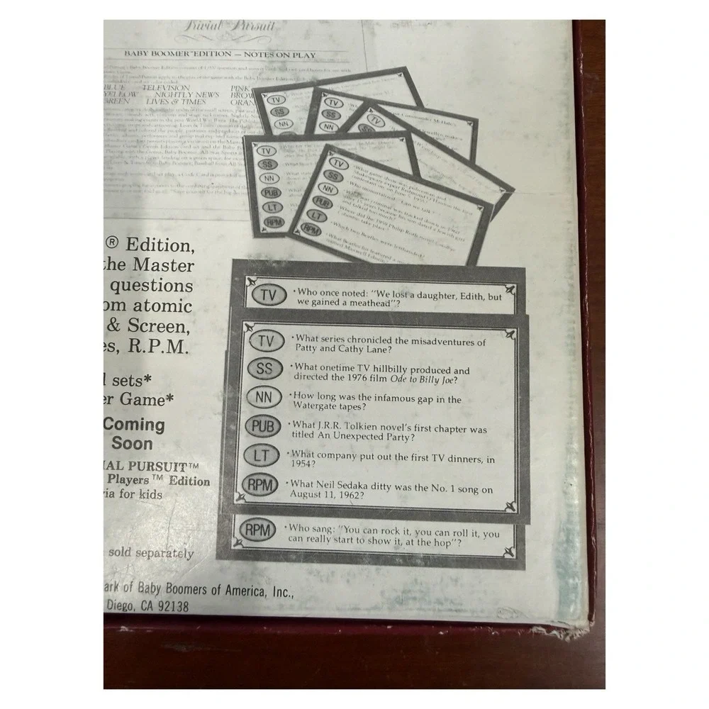 Trivial Pursuit Baby‎ Boomer Edition Card Set, Vintage Card Set